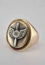 WW1 WW2 United States Army Air Force Air Corps Military Propeller 10k Gold Ring picture