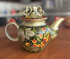 Hand Painted Russian Teapot Ceramic USSR Vintage 8 X 11” Decorative picture