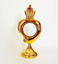 Monstrance ~ Sacred Heart Gold Plated Brass Relic Church Chapel Altar Gift USN22 picture
