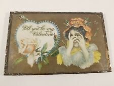 Antique Early 1900s Valentine's Postcard Framed Great piece of American Ephemera picture