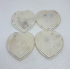 Vintage Hand Carvd Hardstone Drinking Coasters Set Heart Shaped Art Decor 34 picture