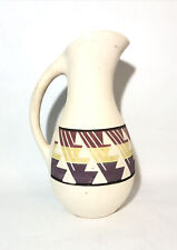 Native American Pottery Pitcher W/ Handle-Hand Painted, Engraved. 10.5”x7” picture