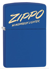 Zippo Windproof Lighter Royal Blue with Engraved Script Logo, 49223, New In Box picture