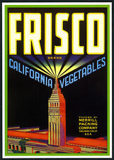 FRISCO~SAN FRANCISCO FERRY BUILDING~HISTORICAL CRATE LABEL ART~NEW 1981 POSTCARD picture