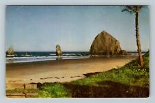 Oregon Coast OR-Oregon, Haystack Rock And The Needles, Beach, Vintage Postcard picture