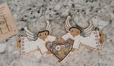 St Andrew's Abbey Two Flying Angels With Hearts & Flowers   Handmade Ceramic picture