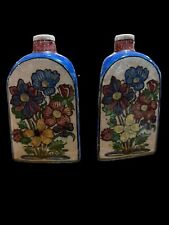 Vintage Persian Vases Set Of two. Approximately 7.5”T. Ceramic W/ Floral. Signed picture