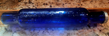 COBALT BLUE GLASS ROLLING PIN-BODECKER & SON'S FLOUR MILL ADVERTISING-14 INCHES picture