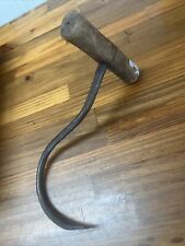 Vintage Meat Ice Bale Hook Wood Handle picture