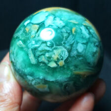 TOP 335.5G Natural Polished Banded Green Agate Crystal Sphere Ball Healing A2931 picture