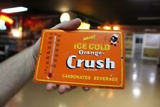 Rare 1950s Orange Crush Soda Pop Stamped Painted Metal Thermometer Sign Coke picture