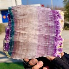 1.39LB Natural beautiful Rainbow Fluorite Crystal Rough slices stone specimens picture