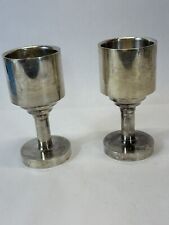 Vintage pair Goblets Chalice Silver-plate Solid Brass  Large  Heavy 4.0lbs Each picture