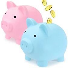 2Pcs Piggy Banks Cute Plastic Pig Money Box Piggy Bank for Girls and Boys Unb... picture