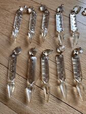 Lot of 47 Vintage Cut Crystal Prisms Chandelier Lustre Lamp Parts Spear 4