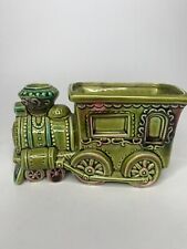 Vintage Caffco Train Planter 70's Green Glazed Pottery Made In Japan E-3148 picture