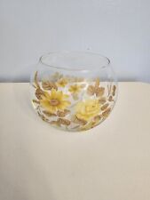 Viking Clear Glass Decorative Bowl Yellow Floral Pattern 4