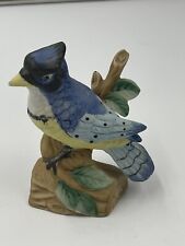 Vintage FBIA Taiwan Blue Jay Bird On A Branch Figurine on Fine Porcelain  picture