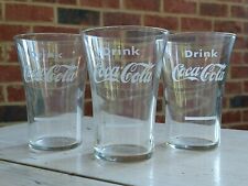 Set of 3 Vtg 1950s COCA-COLA Coke Etched FEDERAL GLASS Flared TUMBLER Syrup Line picture