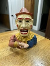 Humpty Dumpty Clown Cast Iron Coin Piggy Bank Mechanical Antique picture