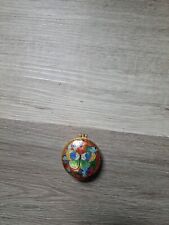 VINTAGE CHINESE CLOISONNE ROUND & COLORFUL BUTTERFLY FLORAL TRINKET BOX picture