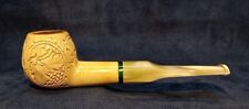 Early 1900s Block Meerschaum Apple Tobacco Pipe W/Carved Grapes & Vines Turkey  picture