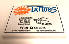 1993 Nicktoons Collectible Tattoos Complete Set 1-12 from Topps picture