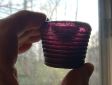 RARE PONTILED PUCE AMETHYST GLASS FUNNEL INKWELL WITH CONCENTRIC RINGS CRUDE picture