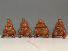 Chinese Exquisite Hand-carved Ancient characters carving Boxwood statue 4pc picture