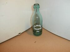 R. Bloeser blob top soda bottle, Teal Green colored , Scranton, PA Lake Harmony picture
