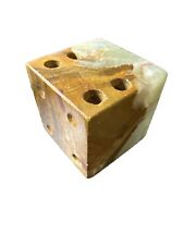Vintage Mcm Marble Stone Pen Holder / Dice Paper Weight picture