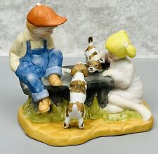 Vintage 1991 Paul Sebastian Meico Porcelain Figurine Boy & Girl and Dogs 5