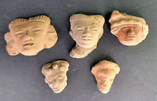 Ancient pre-Columbian Teotihuacan circa 500 A.D. Pottery Heads Set Of 5 picture