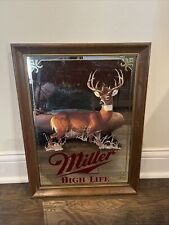 Miller High Life Deer Mirror Beer Sign Wisconsin Wood Frame 1st Edition RARE picture