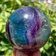 377G Natural beautiful colorful fluorite quartz crystal ballsphere healing picture
