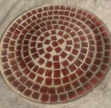 Decirative Red Mosaic Tile Mid Century round Ceramic And Glass Tray picture