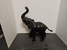  Beautiful Vintage Leather Wrapped Elephant 14 In. Tall . Smells And Looks Great picture