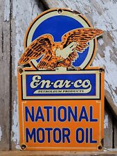 VINTAGE ENARCO PORCELAIN SIGN NATIONAL MOTOR OIL SERVICE EAGLE AUTOMOTIVE LUBE picture