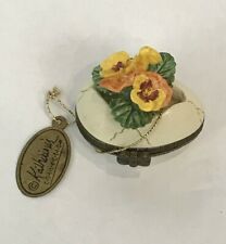 Vintage Katherine's Collection Miniature BoxDecorative Hinged Yellow Flower  picture
