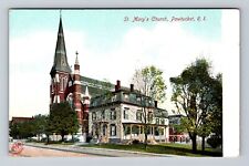 Pawtuxet RI-Rhode Island, St Mary's Church, Antique Souvenir Vintage Postcard picture