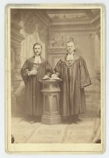 Antique Circa 1880s Rare Cabinet Card Two Reverends Pastors Glasses Detroit, MI picture