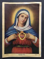 India 50's Vintage Print SACRED HEART OF MARY 10in x 14in (11812) picture