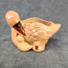 Vintage Pink Swan w/Chicks Luster Glaze Ceramic Planter Figurine Brazil u-10F picture