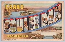 Grand Coulee Dam Washington, Large Letter Greetings, Vintage Postcard picture