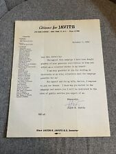 Signed Jacob K. Javits Typed Thank You Letter - Nov 7, 1956 - Citizens for Javit picture