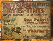 ANTIQUE PUTNAM DYES & TINTS TIN AND WOOD STORE DISPLAY 1931 SOLID AND INTACT. @@ picture