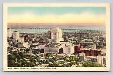 Montreal Quebec Canada Mt Royal With Saint Lawrence River VINTAGE Postcard picture
