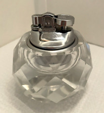 Vintage Swank Cut Clear Crystal Stainless Steel Table Lighter MCM style picture