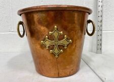 VINTAGE FRENCH PIERRE VERGNES DURFORT HAMMERED COPPER CHAMPAGNE BUCKET AND STAND picture