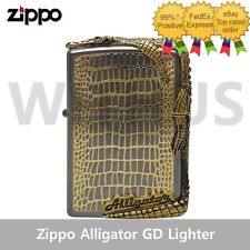 Zippo Alligator GD Gold Lighter New In Box - Trakcing picture